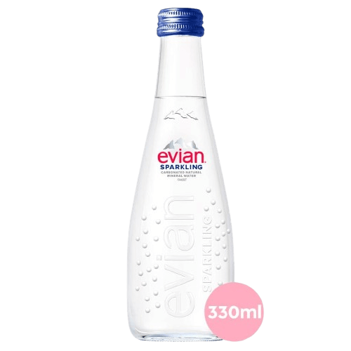 Agua Evian Mineral en Botella de Vidrio 330ml
