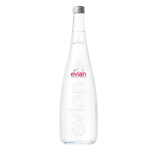 Agua Evian Natural en Botella de Vidrio 750ml